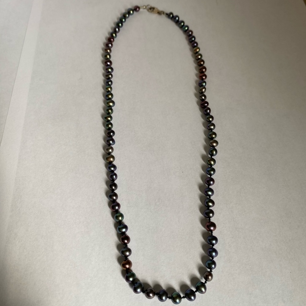 Genuine Freshwater Pearl Purple Blue Green Women’s Sterling 925 Choker Necklace - Picture 6 of 6